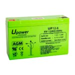 Upower BATT-6012-U Upower - Batería recargable - Tecnología plomo ácido AGM - Voltaje 6 V - Capacidad 12.0 Ah -