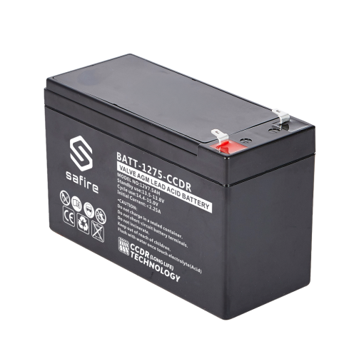 Safire BATT-1275-CCDR Batería recargable – Tecnología plomo ácido AGM – CCDR – Tensión 12V – Capacidad 7.5Ah – 100 x