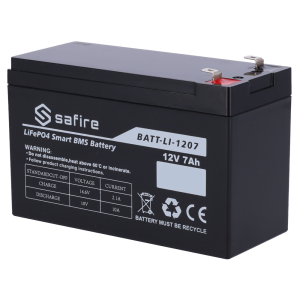 Safire BATT-LI-1207 Batería recargable - Litio LiFePO4 - Tensión 12V - Capacidad 7Ah - 3000 ciclos - 151 (An) x 97