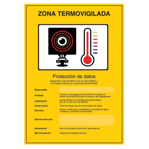 Bysecur BSC20570 Placa / Cartel de Zona Termo Vigilada Español