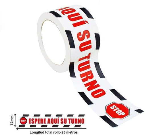 Bysecur BSC20588 Rollo de Precinto Espere su Turno. | Cinta adhesiva en PVC de gran