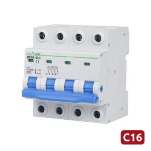 Marca Blanca BX7B-63N-16A-4P Interruptor magnetotérmico - Corriente nominal 16A - 4 polos (instalaciones trifásicas) -