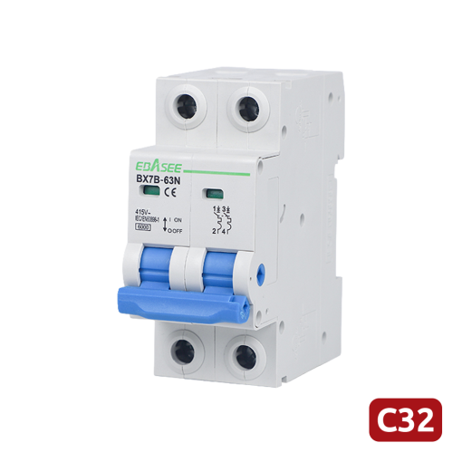 Marca Blanca BX7B-63N-32A-2P Interruptor magnetotérmico – Corriente nominal 32A – 2 polos (instalaciones monofásicas) –