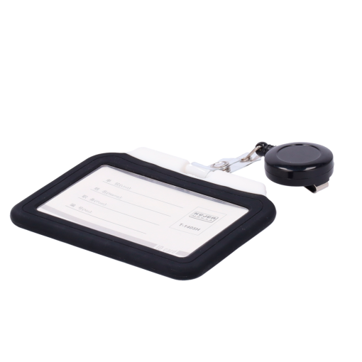 OEM CARD-HOLDER-CLIP-BLACK Porta-tarjetas Cordón retráctil y disposición de clip