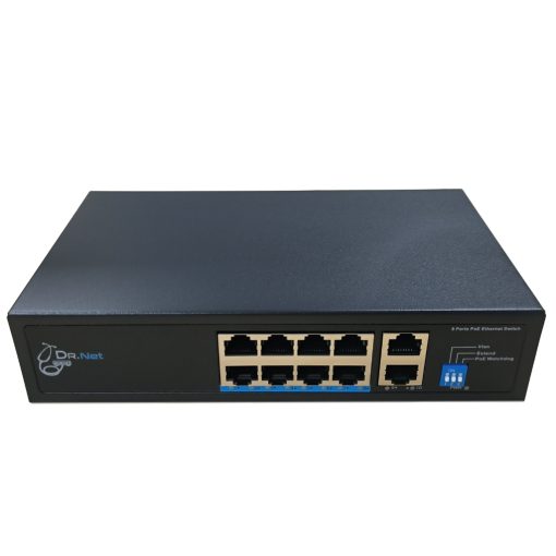 DrNET CSFE10-8P-120W – Switch PoE Fast Ethernet de 10 puertos (8 PoE + 2 Uplink Gigabit)