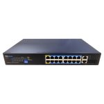 DrNET CSFE18-16P-200W - Switch PoE Fast Ethernet de 18 puertos: 16 puertos PoE 10/100 Mbps y 2 puertos Uplink