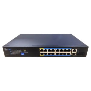 DrNET CSFE18-16P-200W - Switch PoE Fast Ethernet de 18 puertos: 16 puertos PoE 10/100 Mbps y 2 puertos Uplink