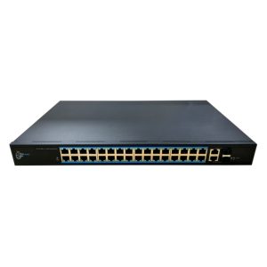 DrNET CSFE34-32P-450W - Switch PoE Fast Ethernet de 34 puertos: 32 puertos PoE 10/100 Mbps y 2 puertos Uplink