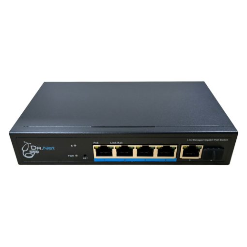 DrNET CSGE06S-4P-60W – Switch Lite Managed Gigabit PoE de 6 puertos: 4 puertos PoE 10/100/1000 Mbps, 1 puerto