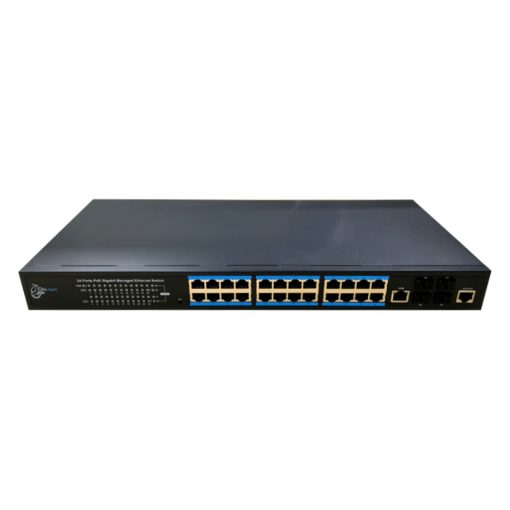 DrNET CSGE28L3-24P-370W – Switch L3 Managed Gigabit PoE de 28 puertos: 24 puertos PoE Gigabit y 4 puertos SFP+ 10