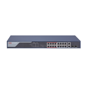 Hikvision DS-3E0318P-E(C) Switch 16 puertos PoE 10/100M RJ45, 2 puertos Gigabit RJ45