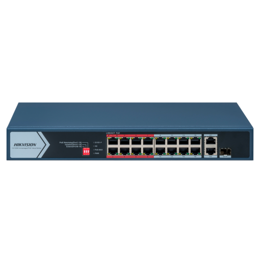 Hikvision DS-3E0318P-E/M(C) Switch PoE Hikvision 16 puertos RJ45 FE + 2 puertos Gigabit