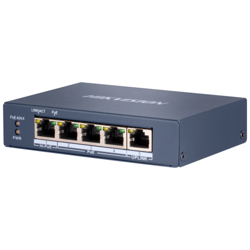 Hikvision DS-3E0505HP-E Switch PoE Hikvision 4 RJ45 Gigabit + 1 uplink Gigabit RJ45 3