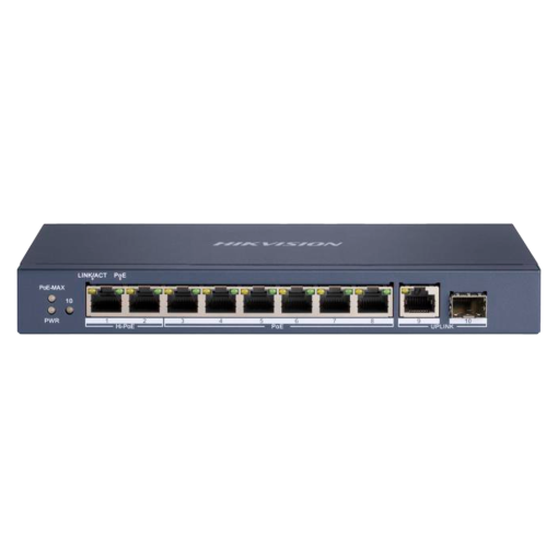 Hikvision DS-3E0510HP-E Switch Hi-PoE Hikvision 8 puertos PoE + 1 Uplink RJ45 + 1 Uplink