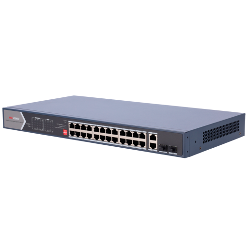 Hikvision DS-3E0528HP-E Switch PoE Gigabit de 24 + 4 Puertos No gestionable.