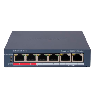 Hikvision DS-3E1106P-EI Switch PoE Gestionable 4 Puertos PoE 802.3af/at + 2 Uplink