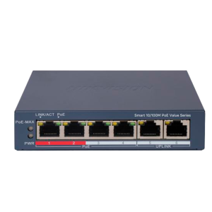 Hikvision DS-3E1106P-EI/M Switch PoE Gestionable 4 Puertos PoE 802.3af/at + 2 Uplink
