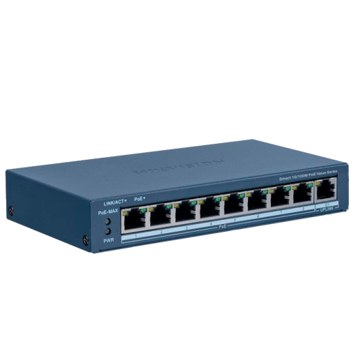 Hikvision DS-3E1309P-EI/M Switch PoE Gestionable 8 Puertos PoE 802.3af/at + 1 Uplink