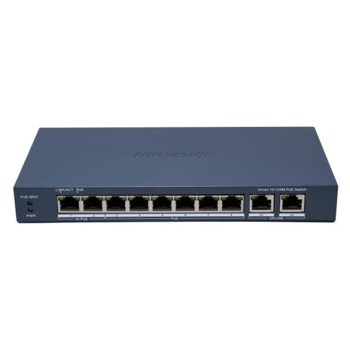 Hikvision DS-3E1310HP-EI(B) Switch inteligente Administrado 8 puertos 100Mbps PoE + 2
