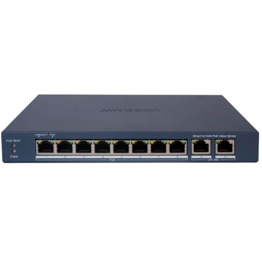 Hikvision DS-3E1310P-EI/M Switch PoE Gestionable 8 Puertos PoE 802.3af/at + 2 Uplinks