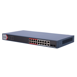 Hikvision DS-3E1318P-EI(B) Switch PoE Gestionable 16 Puertos PoE 802.3af/at + 2 Combos