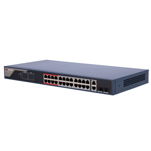 Hikvision DS-3E1326P-EI(B) Switch PoE Gestionable 24 Puertos PoE 802.3af/at + 2 Combos