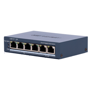 Hikvision DS-3E1506P-EI Switch PoE Gestionable 4 Puertos PoE 802.3af/at + 2 Uplinks
