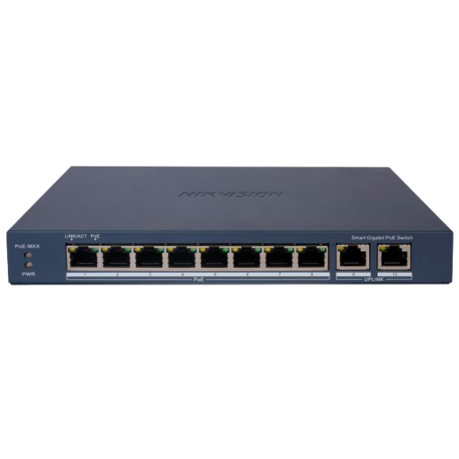 Hikvision DS-3E1510P-EIV2 Switch PoE Gestionable 8 Puertos PoE 802.3af/at + 2 Uplinks