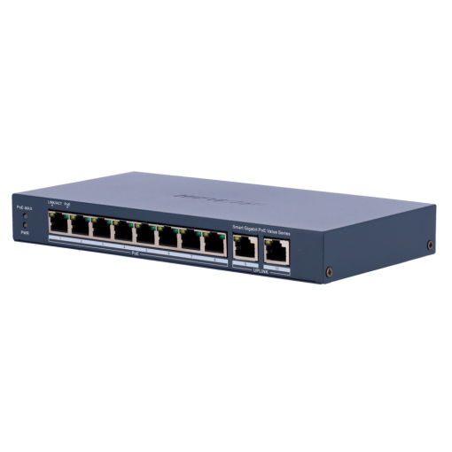 Hikvision DS-3E1510P-EI/M(B) Switch PoE Gestionable 8 Puertos PoE 802.3af/at + 2 Uplinks