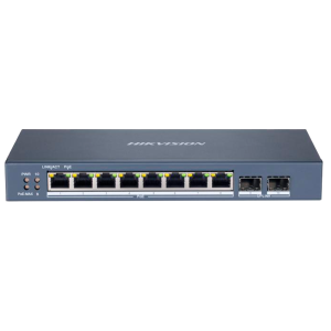 Hikvision DS-3E1510P-SI Switch PoE Gestionable 8 Puertos PoE 802.3af/at + 2 Uplinks SFP