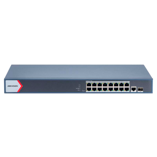 Hikvision DS-3E1518P-EI/M Switch PoE Gestionable 16 Puertos PoE Gigabit + 2 Uplinks
