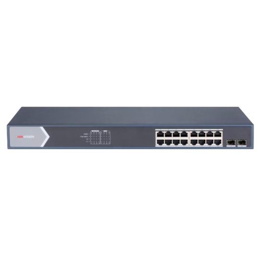 Hikvision DS-3E1518P-SI Switch PoE Gestionable 16 Puertos PoE Gigabit + 2 Uplinks SFP