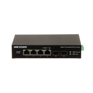 Hikvision DS-3T0506HP-E/HS Switch Industrial PoE Hikvision 4 puertos RJ45 Gigabit + 2