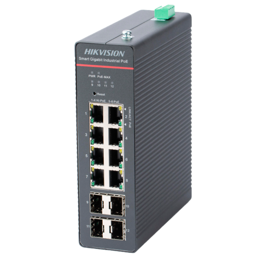 Hikvision DS-3T1512HP-SI-8P4F Switch Industrial Smart Managed L2 8 Puertos Gigabit Hi-PoE