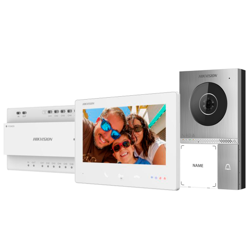 Hikvision Intercom DS-KIS705EY Kit de videoportero con dos relés Tecnología 2 hilos HD