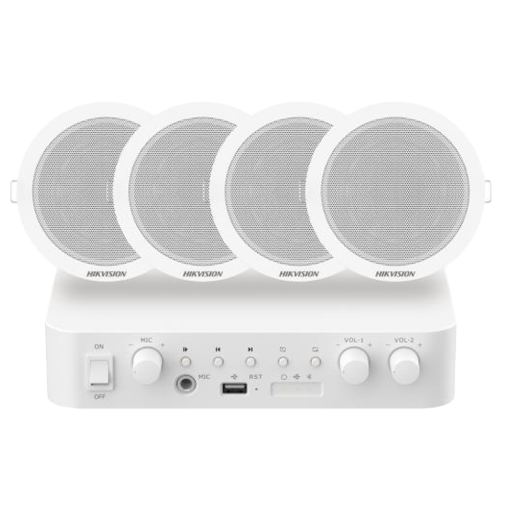 Hikvision DS-QAE0KA60206-4 Kit de audio Amplificador 60 W 4 x Altavoces de techo Potencia