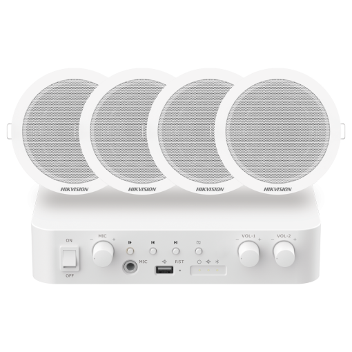 Hikvision DS-QAE1KA80206-4 Kit de audio Amplificador 80 W 4 x Altavoces de techo Potencia