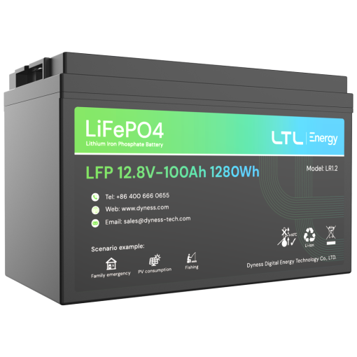 Dyness DY-AR-1200 Batería estacionaria – Capacidad 1280Wh – LiFePO4 12V / 100Ah – 3000 ciclos de vida – Hasta 16