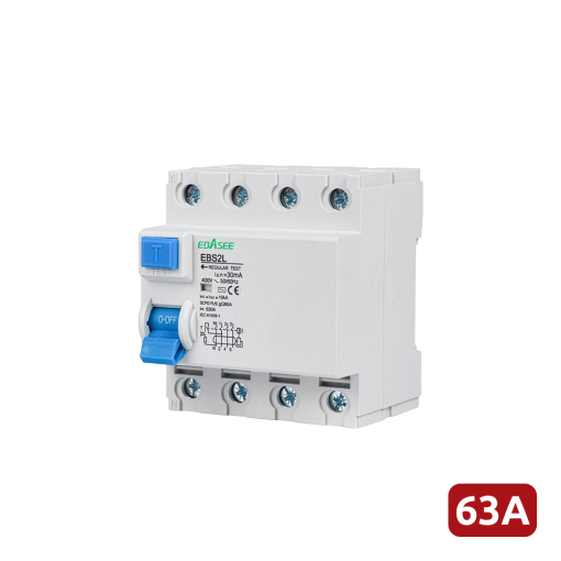 Marca Blanca EBS2L-63A-4P Interruptor diferencial – Corriente nominal 63A – 4 polos (instalaciones trifásicas) –