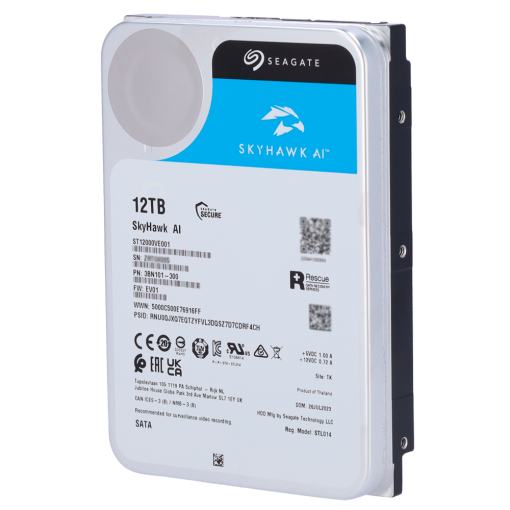 Seagate HD12TB-S-AI Disco duro Seagate Skyhawk AI ST12000VE003 – Capacidad 12 TB – Interfaz SATA 6 Gb/s – Diseñado