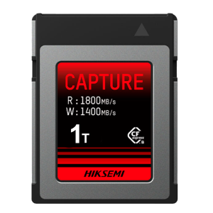 Hikvision HS-CFE-E300STD/1T/CAPTURE/W Tarjeta CFExpress B Hikvision - Capacidad 1 TB - Velocidad R/W: 1800/1400 MB/s - Ciclos E/P: