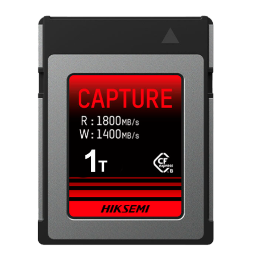 Hikvision HS-CFE-E300STD/1T/CAPTURE/W Tarjeta CFExpress B Hikvision – Capacidad 1 TB – Velocidad R/W: 1800/1400 MB/s – Ciclos E/P: