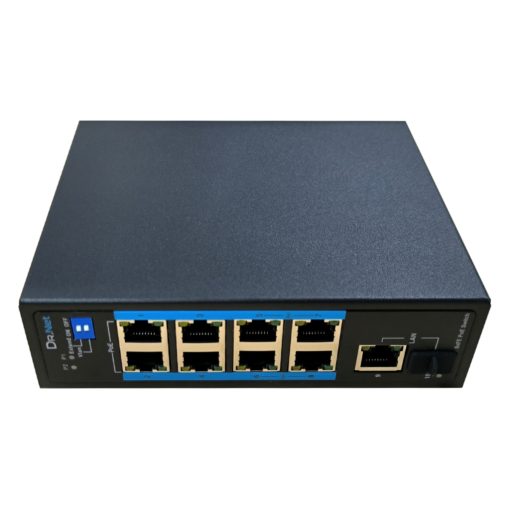DrNET ISFE10-8P-120W – Switch Lite Industrial PoE de 10 puertos: 8 puertos PoE 10/100 Mbps, 1 puerto Uplink RJ45
