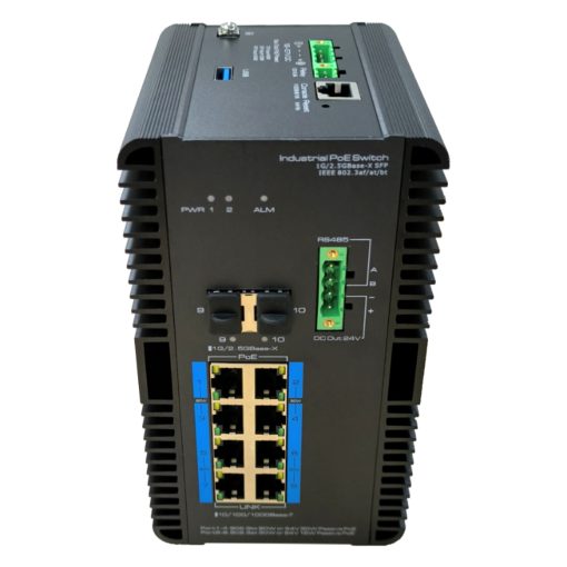 DrNET ISGE10L2-8PBT-240W – Switch Industrial L2 Gestionado Gigabit PoE de 10 puertos: 4 puertos PoE++ (90W), 4 puertos