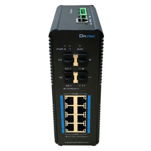 DrNET ISGE12L2-8P-144W - Switch Industrial L2 Gestionado Gigabit PoE de 12 puertos: 8 puertos PoE Gigabit y 4 puertos