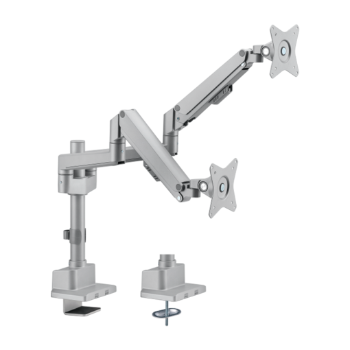 Brateck Lumi LDT62-C024P-GREY Brazo para dos monitores – Instalación en mesa – Peso soportado 9 Kg/Brazo
