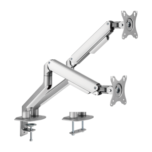 Brateck Lumi LDT63-C024-SILVER Brazo para dos monitores - Instalación en mesa - Peso soportado 9 Kg/Brazo