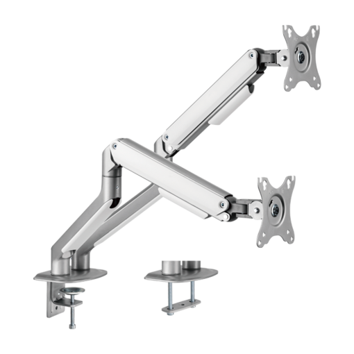 Brateck Lumi LDT63-C024-SILVER Brazo para dos monitores – Instalación en mesa – Peso soportado 9 Kg/Brazo