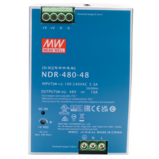 Hikvision NDR-480-48 Fuente de alimentación industrial de Hikvision – Potencia máxima de salida de alta capacidad