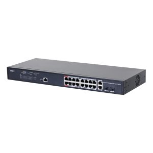 Dahua PFS4218-16GT-130 - PoE 2.0 (puerto rojo) => PoE de hasta 250m para alimentar cámaras con un consumo máximo de